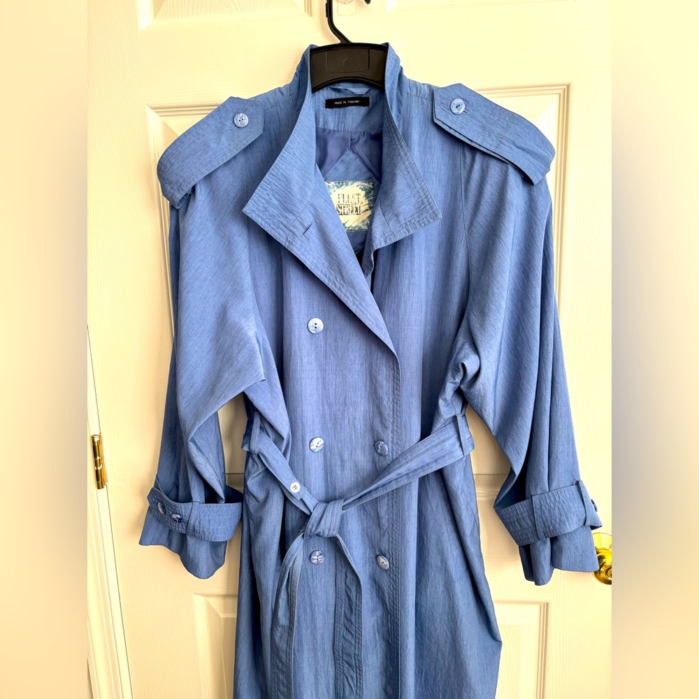 FLEETSTREET TRENCH COAT DOUBLE BREASTED BLUE BUTTON MILITARY STYLE   PLUS SZ 3XL - Picture 6 of 12